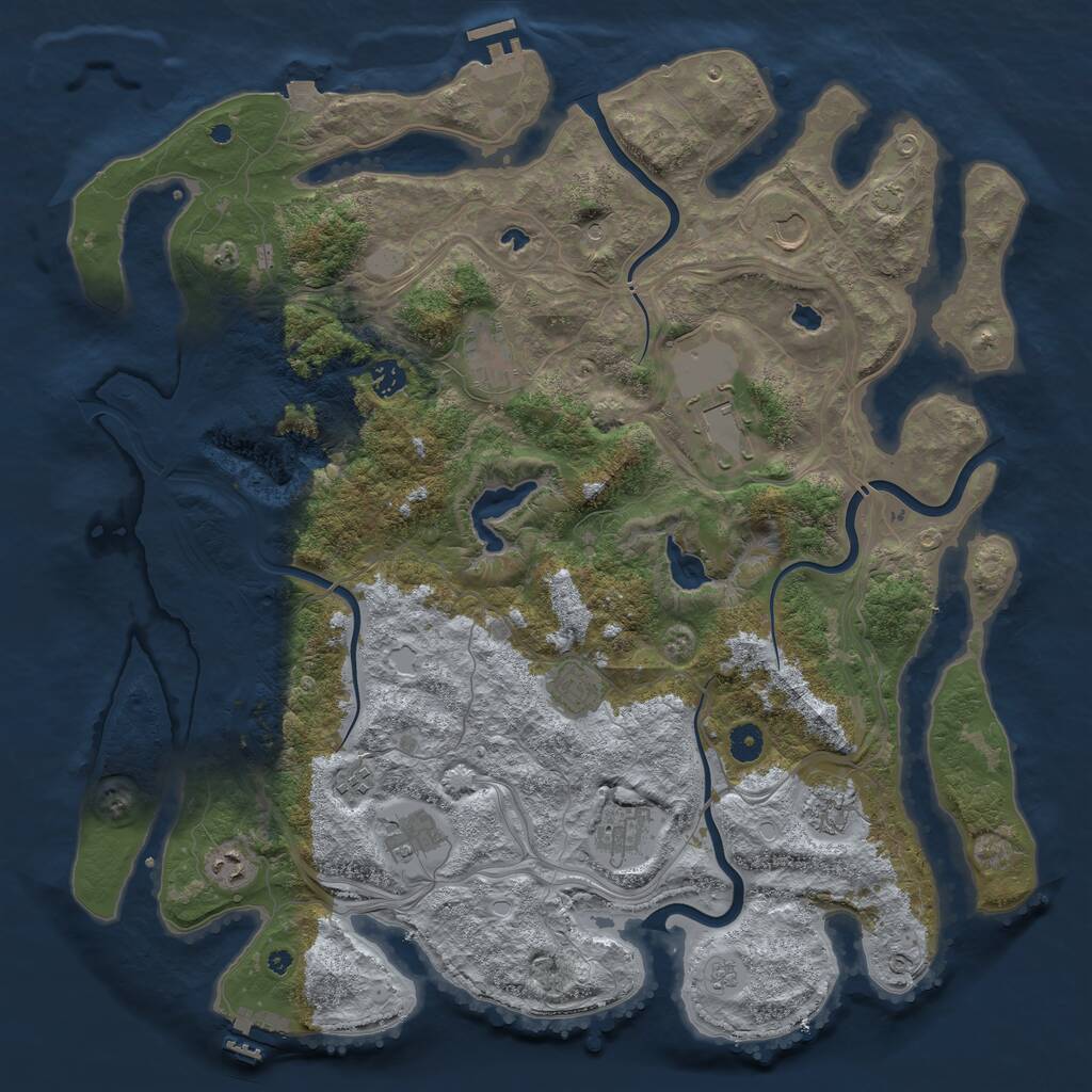 Rust Map: Procedural Map, Size: 4500, Seed: 635874894, 16 Monuments