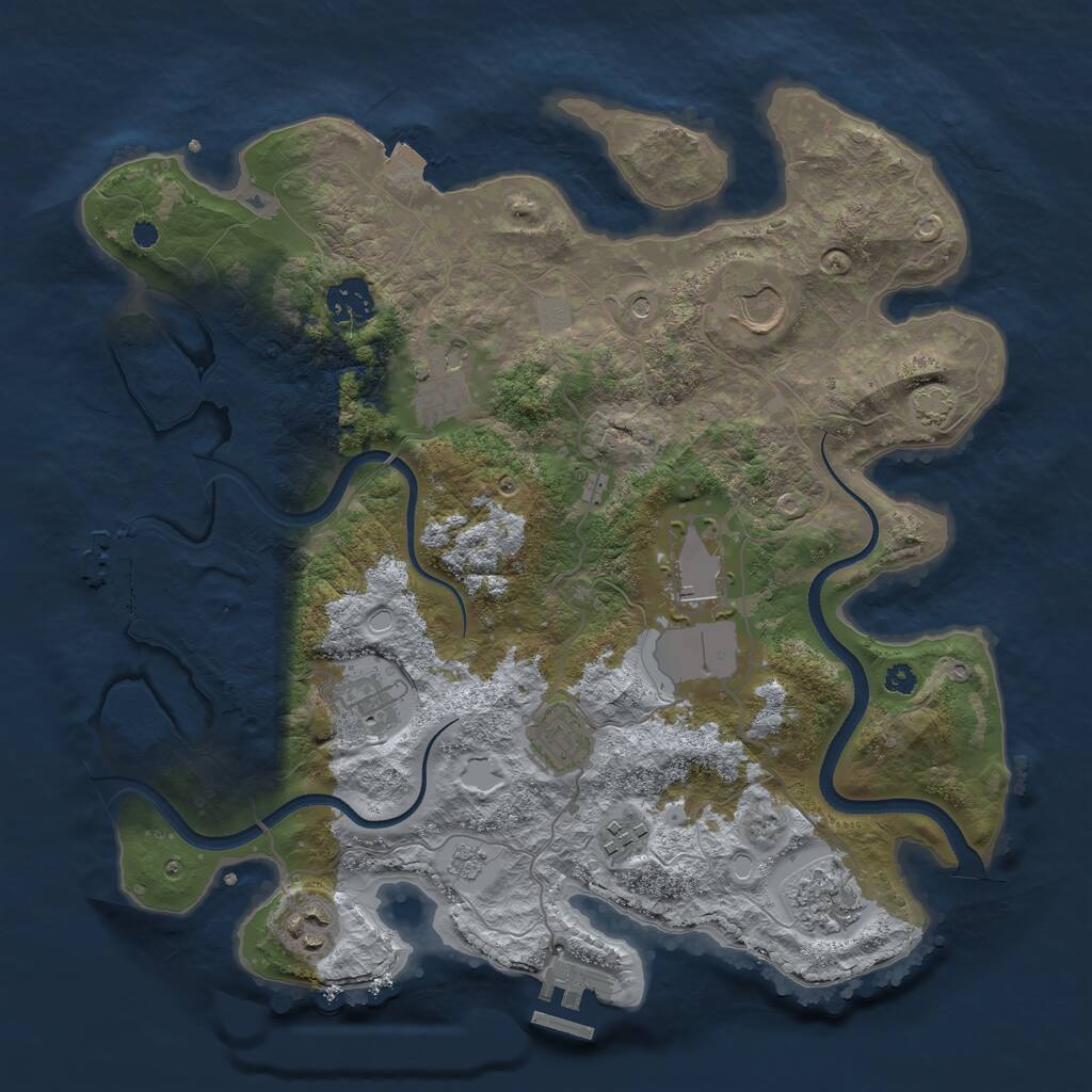 Rust Map: Procedural Map, Size: 3500, Seed: 117362, 15 Monuments