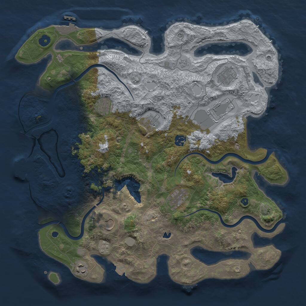 Rust Map: Procedural Map, Size: 4050, Seed: 761865007, 15 Monuments