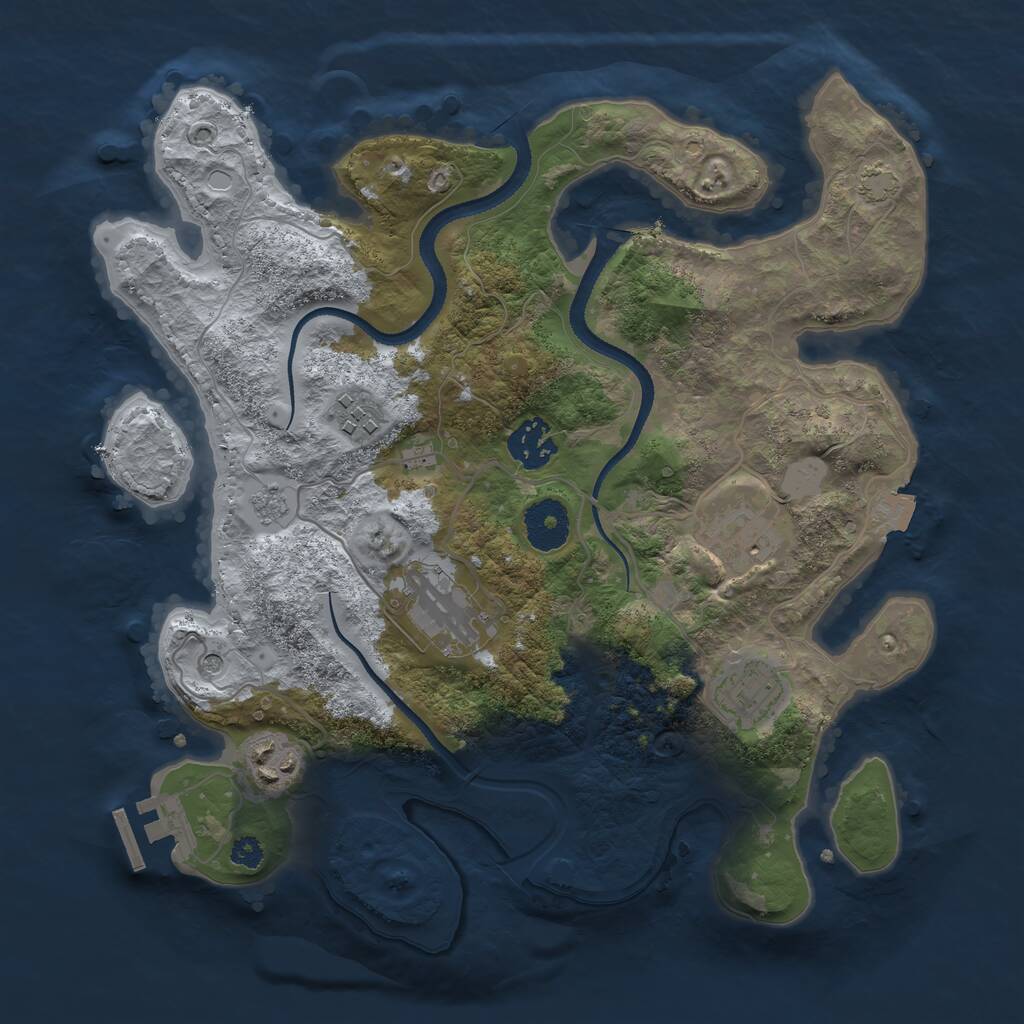 Rust Map: Procedural Map, Size: 3200, Seed: 2598, 11 Monuments