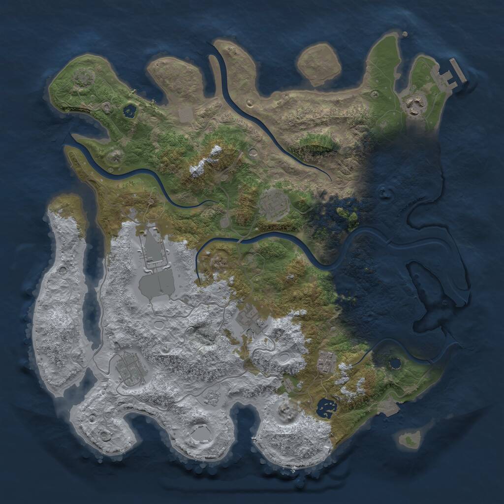 Rust Map: Procedural Map, Size: 3800, Seed: 522118451, 12 Monuments