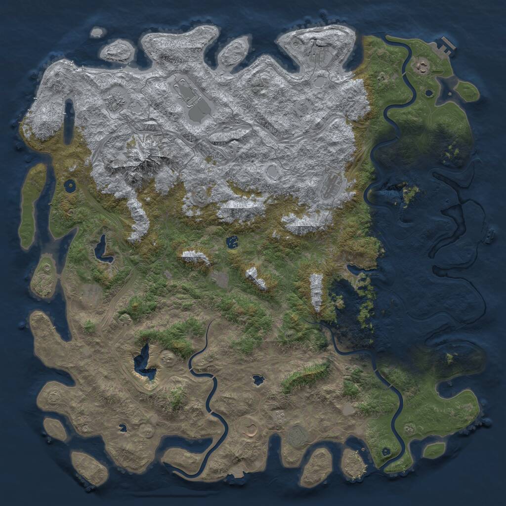 Rust Map: Procedural Map, Size: 6000, Seed: 2043893890, 17 Monuments