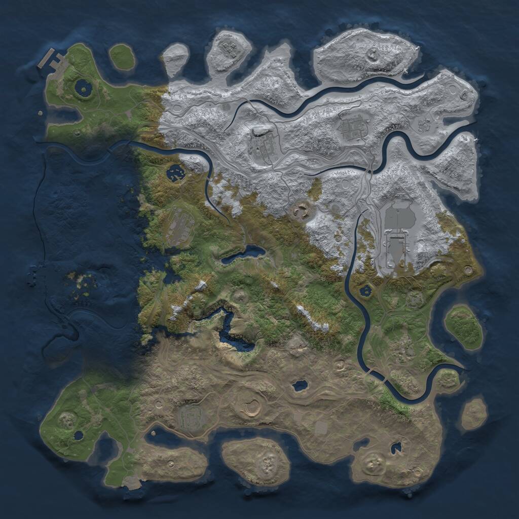 Rust Map: Procedural Map, Size: 4500, Seed: 590654934, 16 Monuments