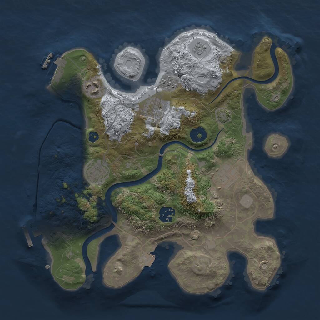 Rust Map: Procedural Map, Size: 3000, Seed: 385234, 11 Monuments