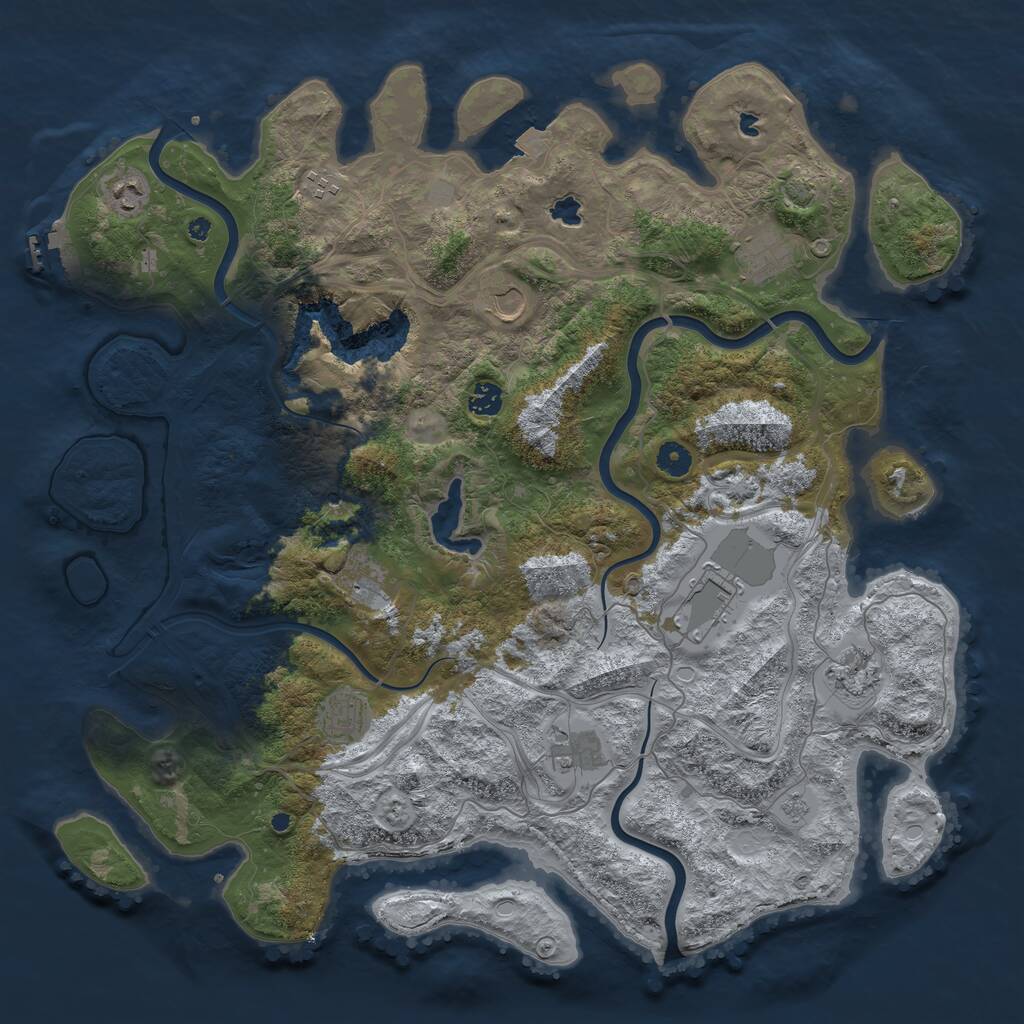 Rust Map: Procedural Map, Size: 4500, Seed: 2000244301, 15 Monuments