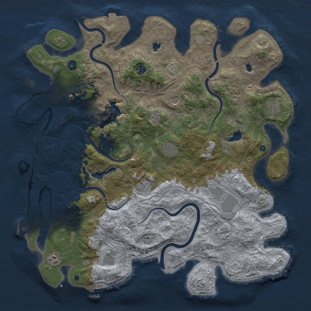 Rust Map: Procedural Map, Size: 4750, Seed: 1011147407, 16 Monuments
