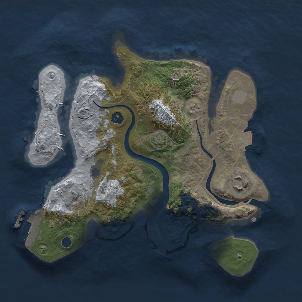 Rust Map: Procedural Map, Size: 2500, Seed: 1261586245, 4 Monuments