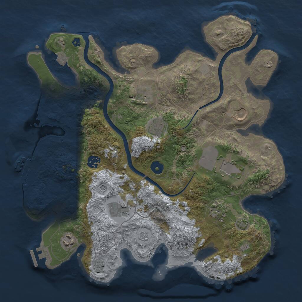 Rust Map: Procedural Map, Size: 3500, Seed: 805882471, 15 Monuments