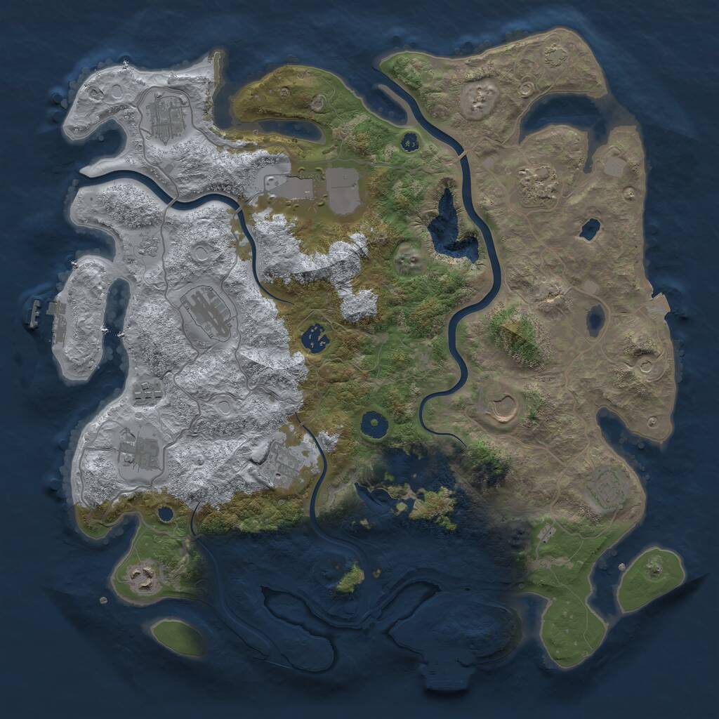 Rust Map: Procedural Map, Size: 4000, Seed: 2138928223, 17 Monuments
