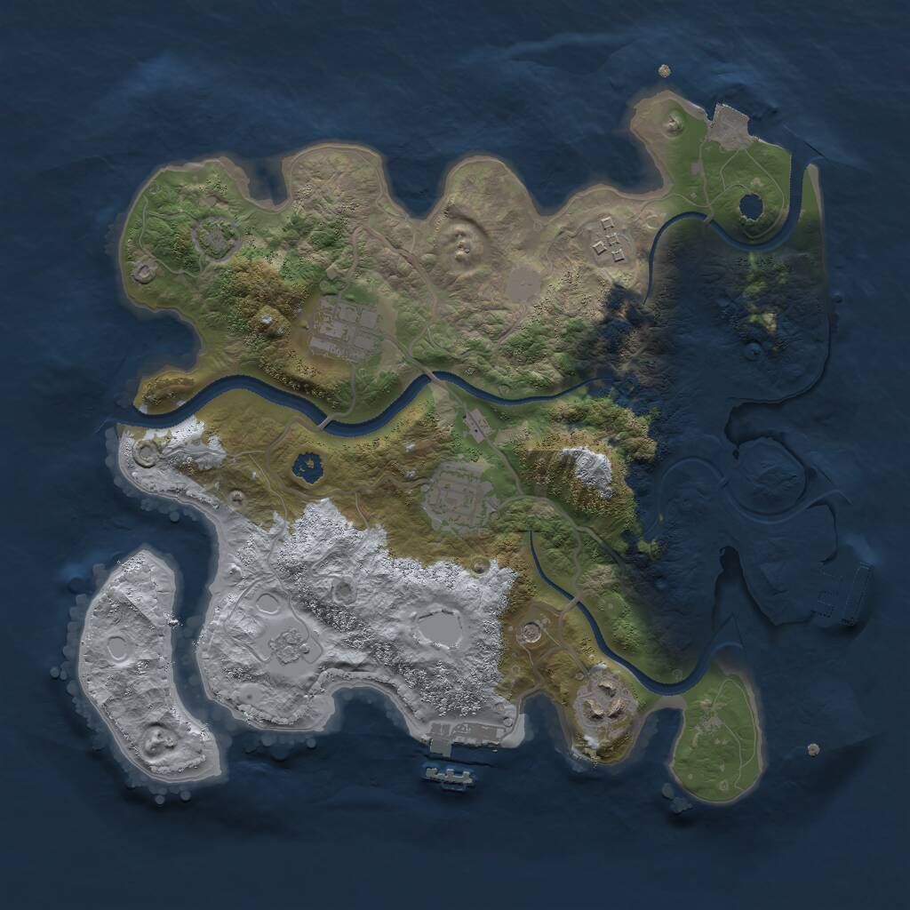 Rust Map: Procedural Map, Size: 3000, Seed: 27670, 10 Monuments