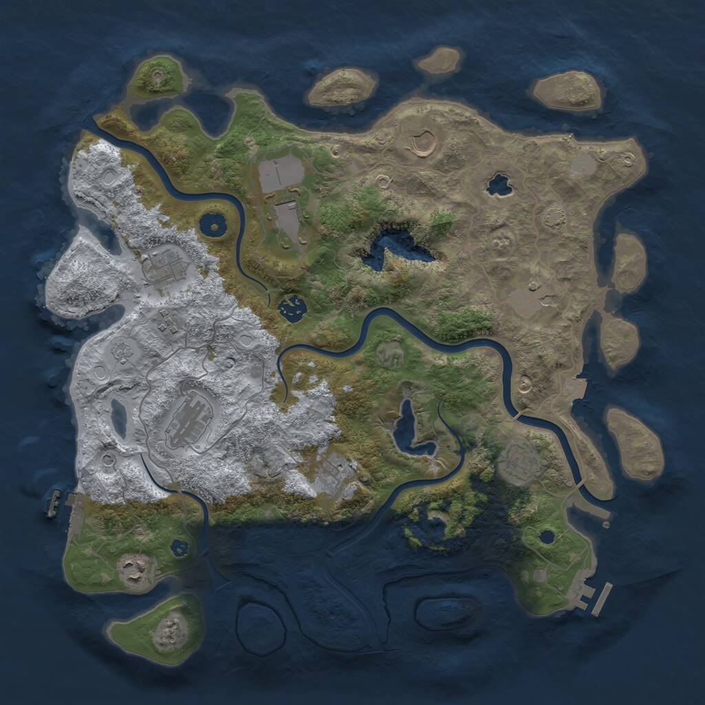 Rust Map: Procedural Map, Size: 4000, Seed: 31121993, 16 Monuments