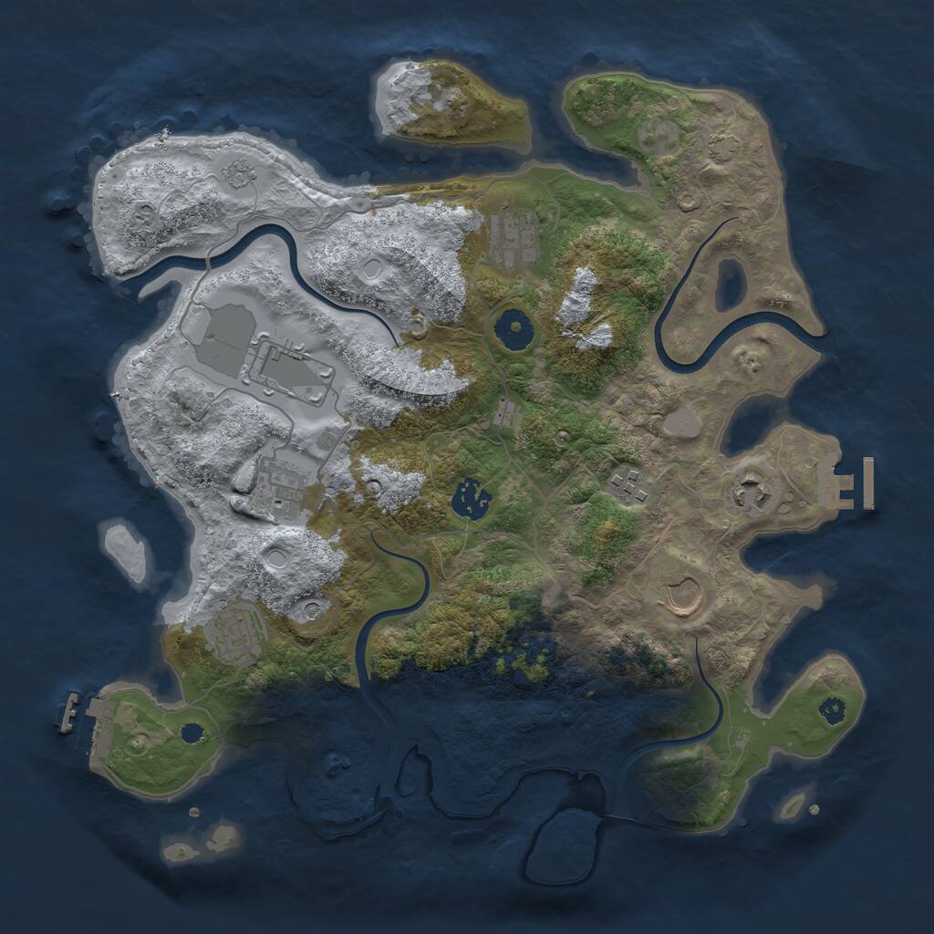 Rust Map: Procedural Map, Size: 3600, Seed: 28855, 14 Monuments