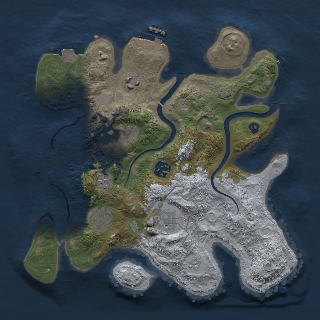 Rust Map: Procedural Map, Size: 3000, Seed: 1122776041, 12 Monuments