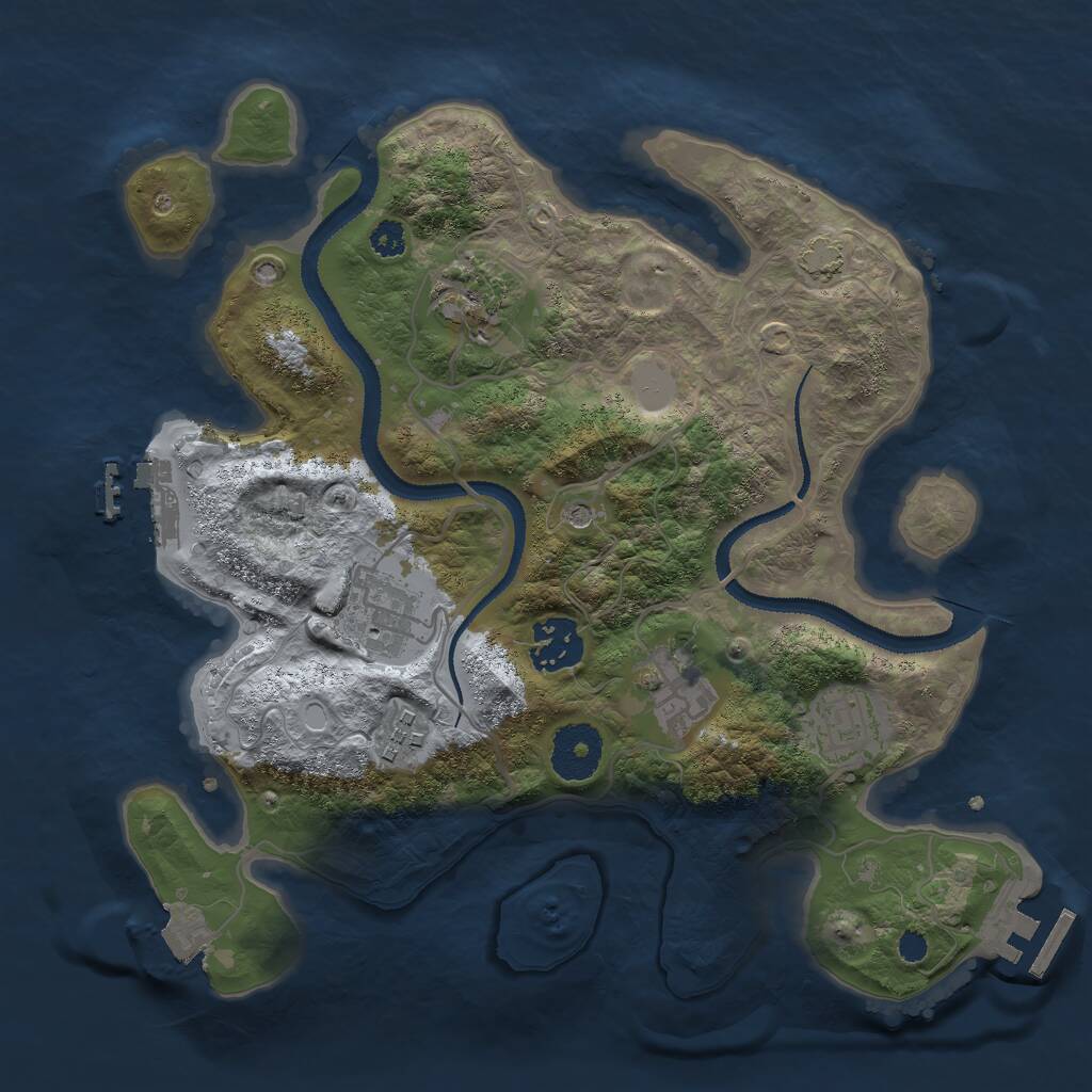 Rust Map: Procedural Map, Size: 3000, Seed: 1256741431, 11 Monuments