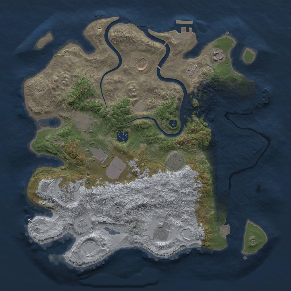Rust Map: Procedural Map, Size: 3500, Seed: 123091801, 15 Monuments
