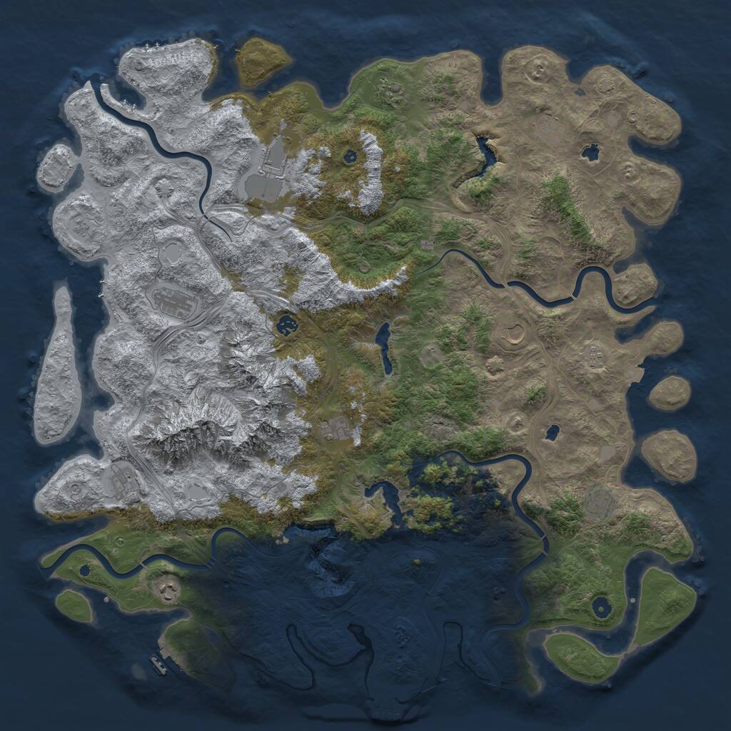 Rust Map: Procedural Map, Size: 5500, Seed: 827654048, 17 Monuments