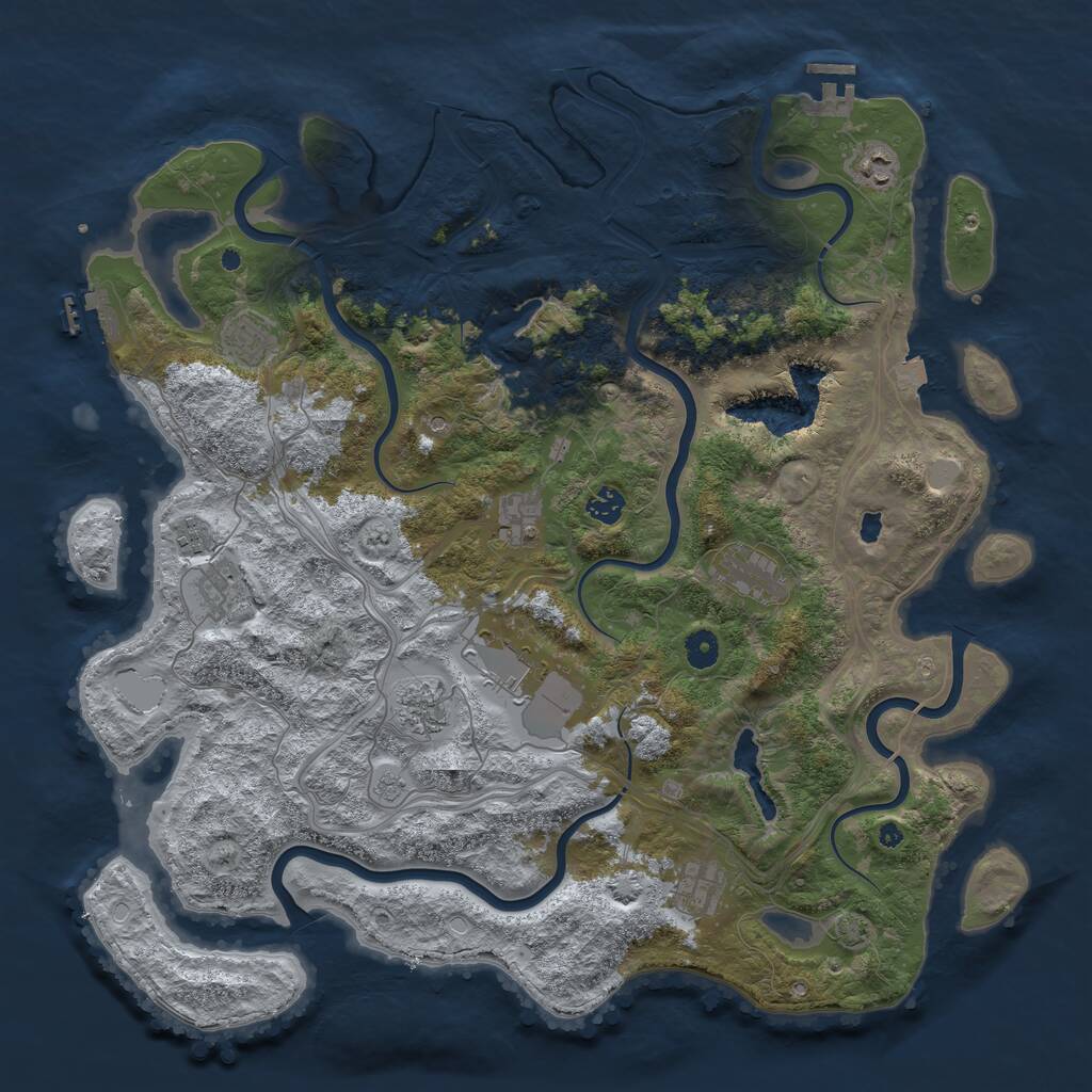 Rust Map: Procedural Map, Size: 4500, Seed: 1848468381, 16 Monuments