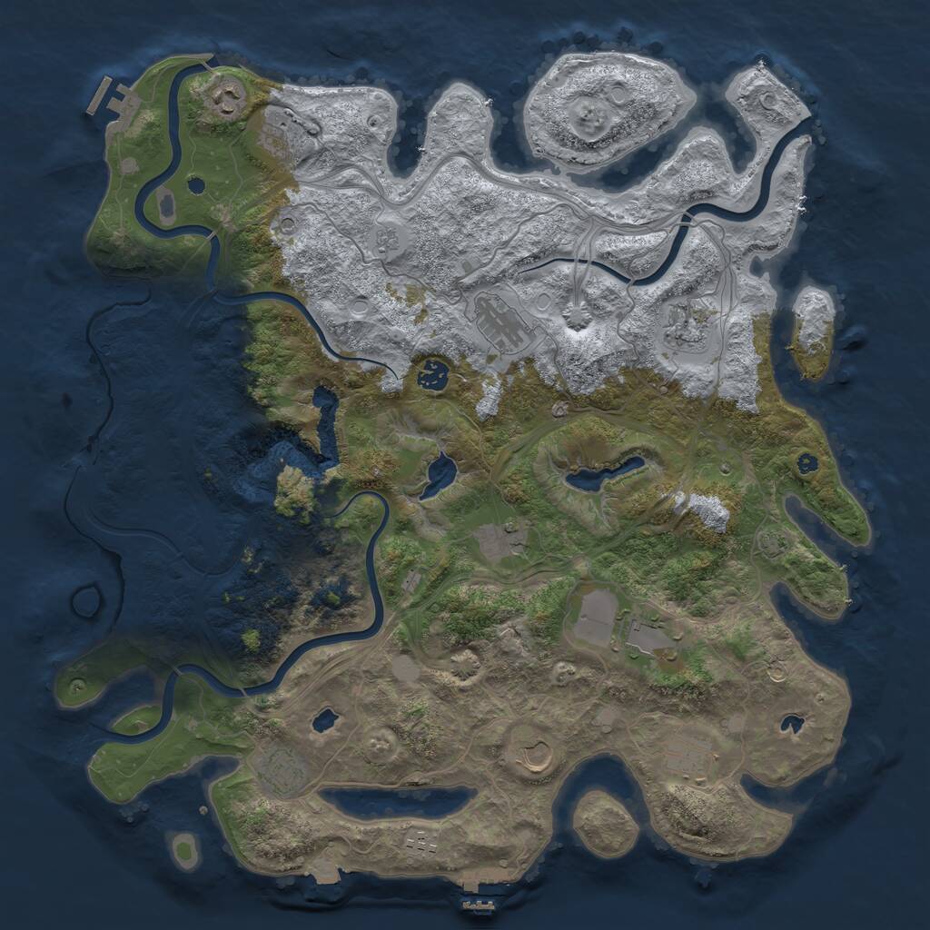 Rust Map: Procedural Map, Size: 4500, Seed: 1009198679, 17 Monuments