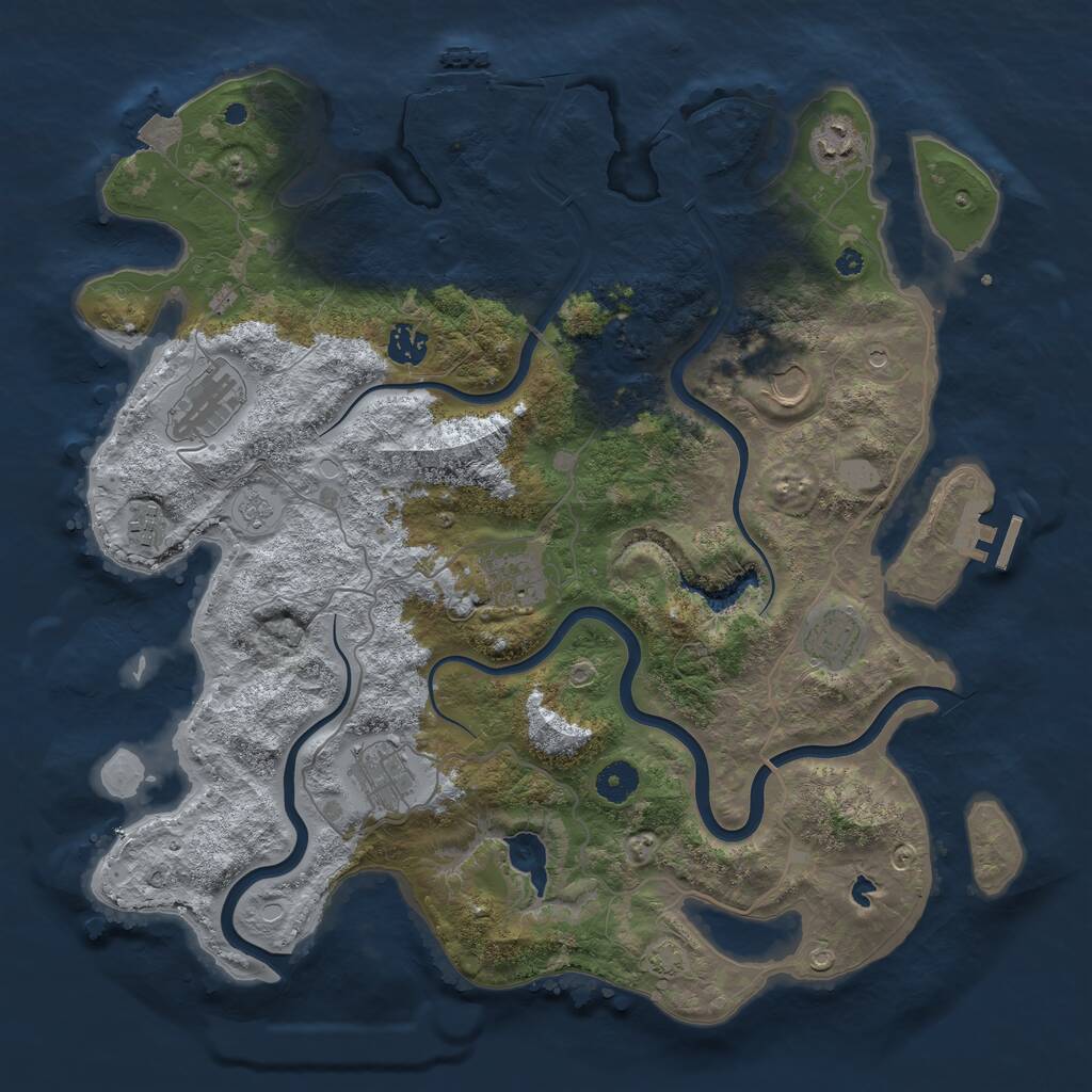 Rust Map: Procedural Map, Size: 4000, Seed: 1712638455, 14 Monuments