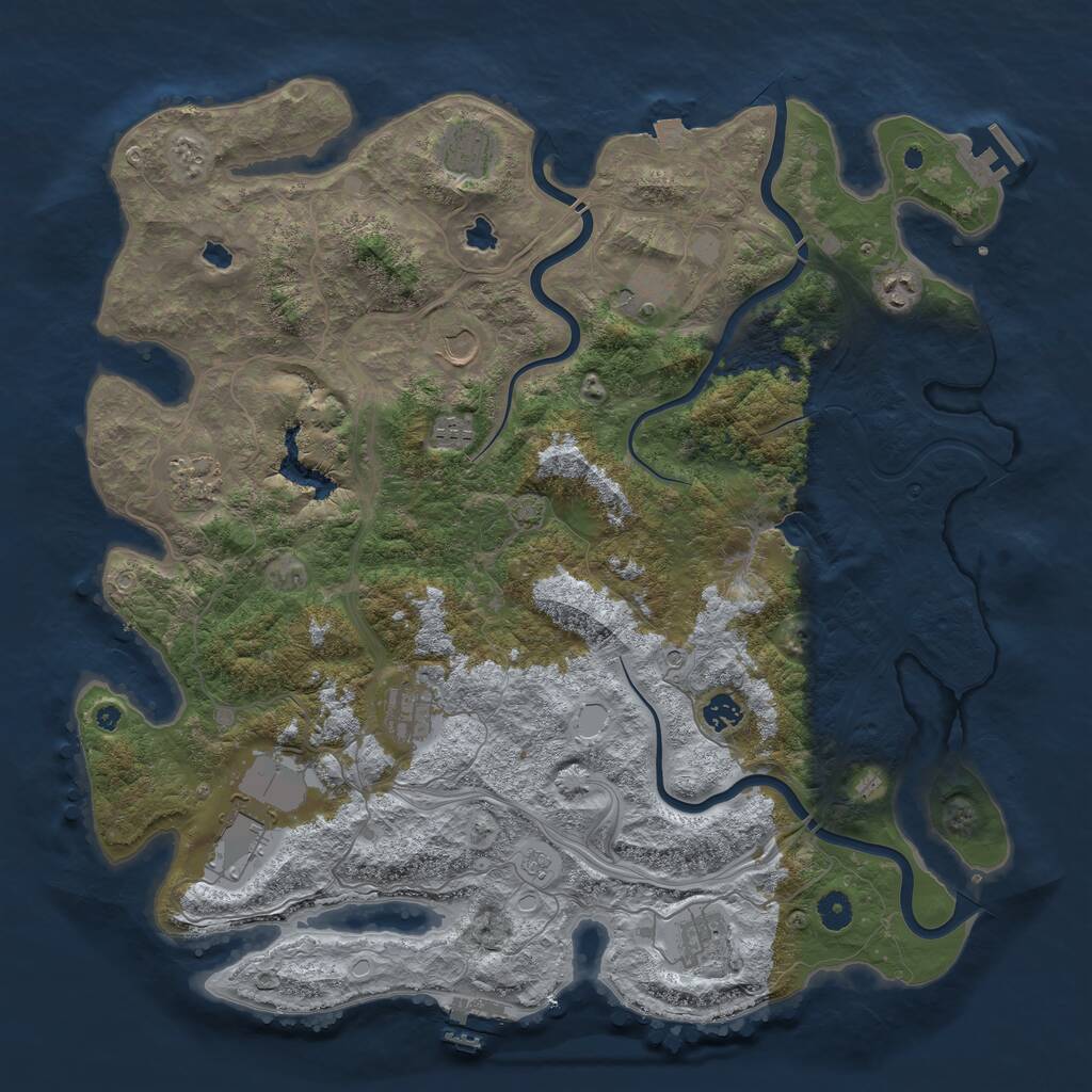 Rust Map: Procedural Map, Size: 4500, Seed: 897453533, 16 Monuments