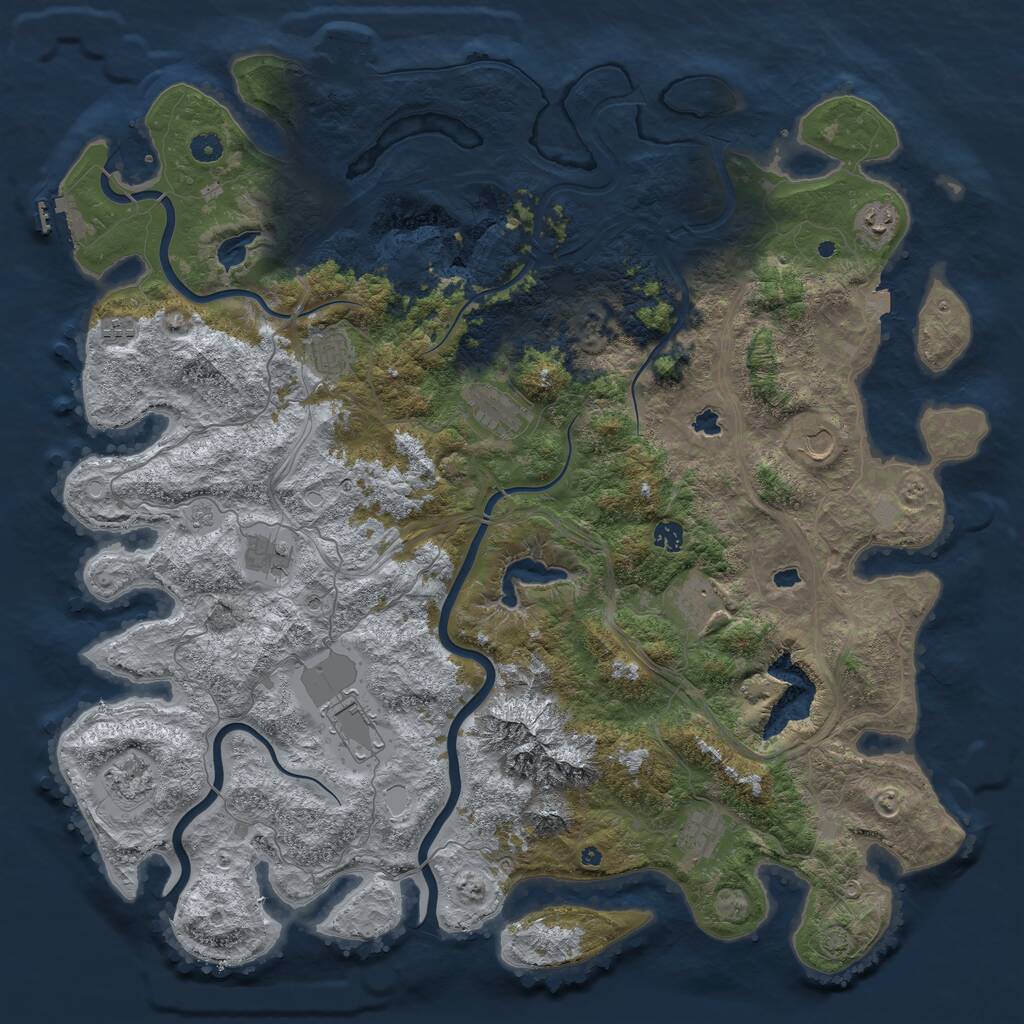 Rust Map: Procedural Map, Size: 5000, Seed: 497474328, 17 Monuments