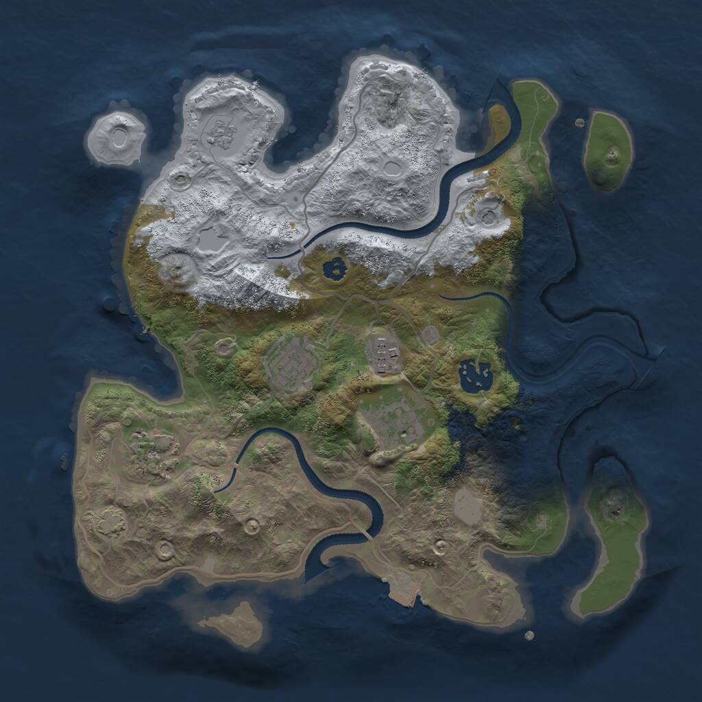 Rust Map: Procedural Map, Size: 3000, Seed: 13993, 9 Monuments