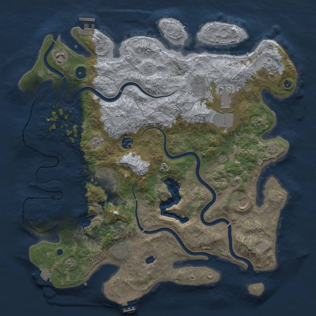 Rust Map: Procedural Map, Size: 4096, Seed: 1531446458, 15 Monuments