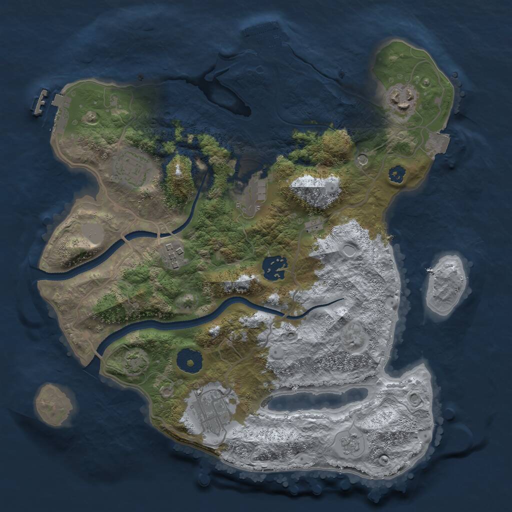 Rust Map: Procedural Map, Size: 3000, Seed: 26528, 12 Monuments