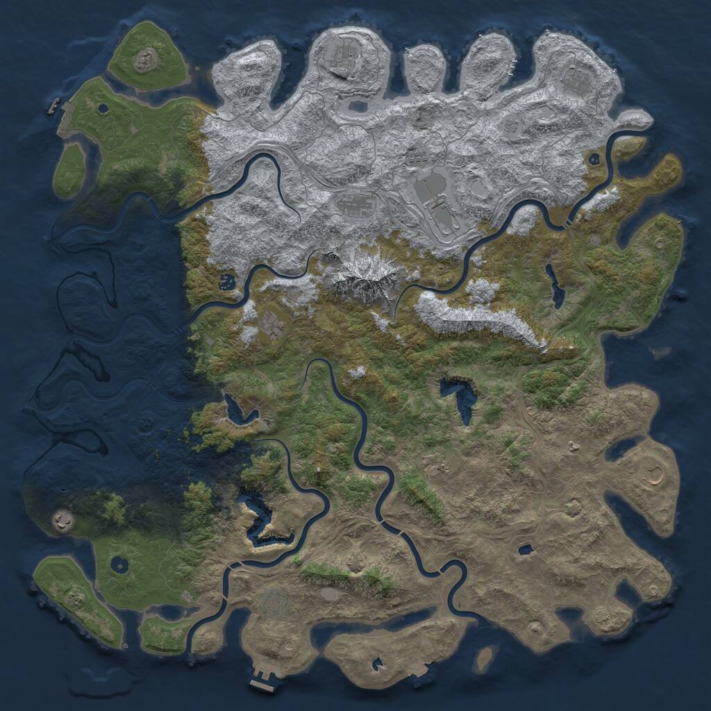 Rust Map: Procedural Map, Size: 6000, Seed: 1913935676, 17 Monuments