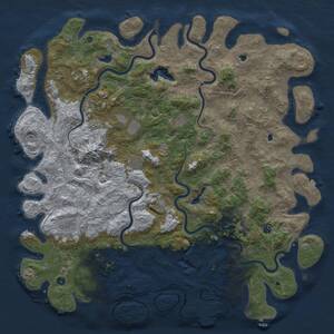 Thumbnail Rust Map: Procedural Map, Size: 6000, Seed: 763173105, 17 Monuments