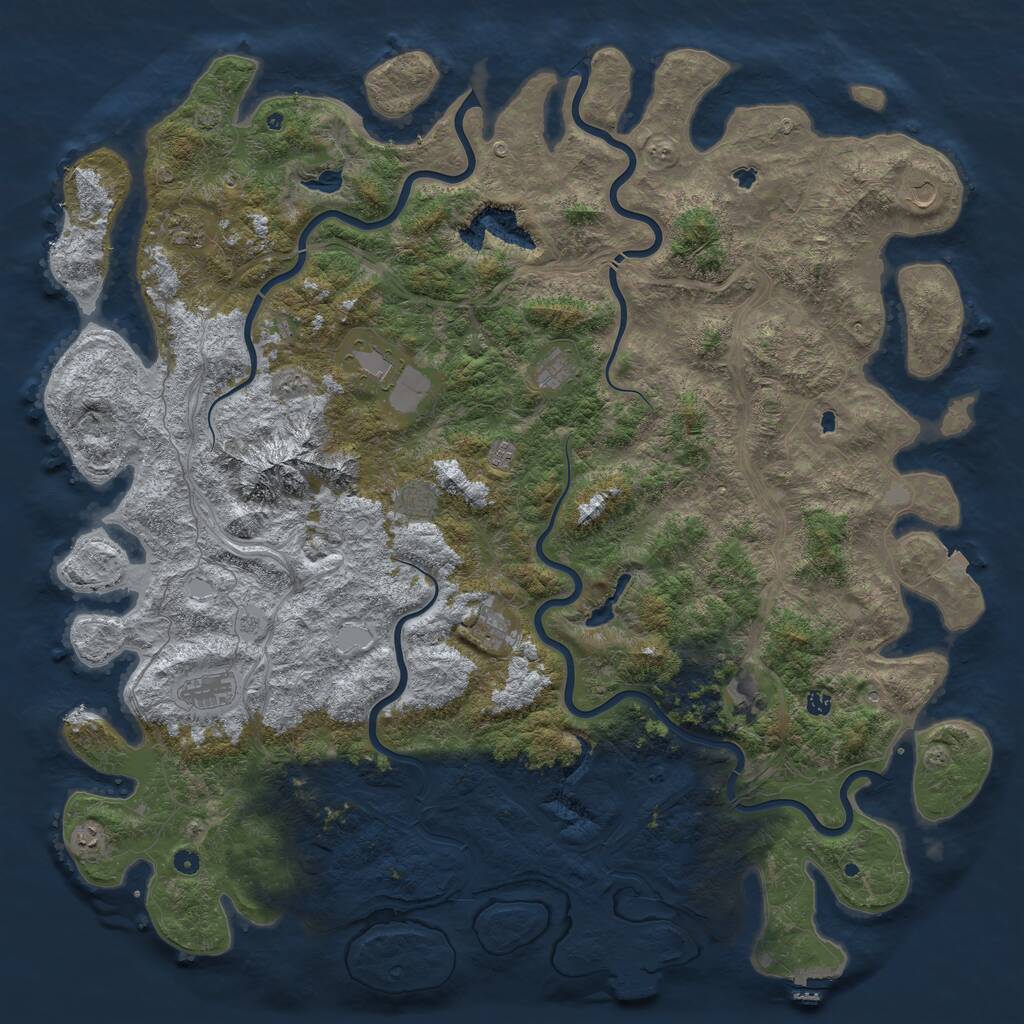 Rust Map: Procedural Map, Size: 6000, Seed: 763173105, 17 Monuments