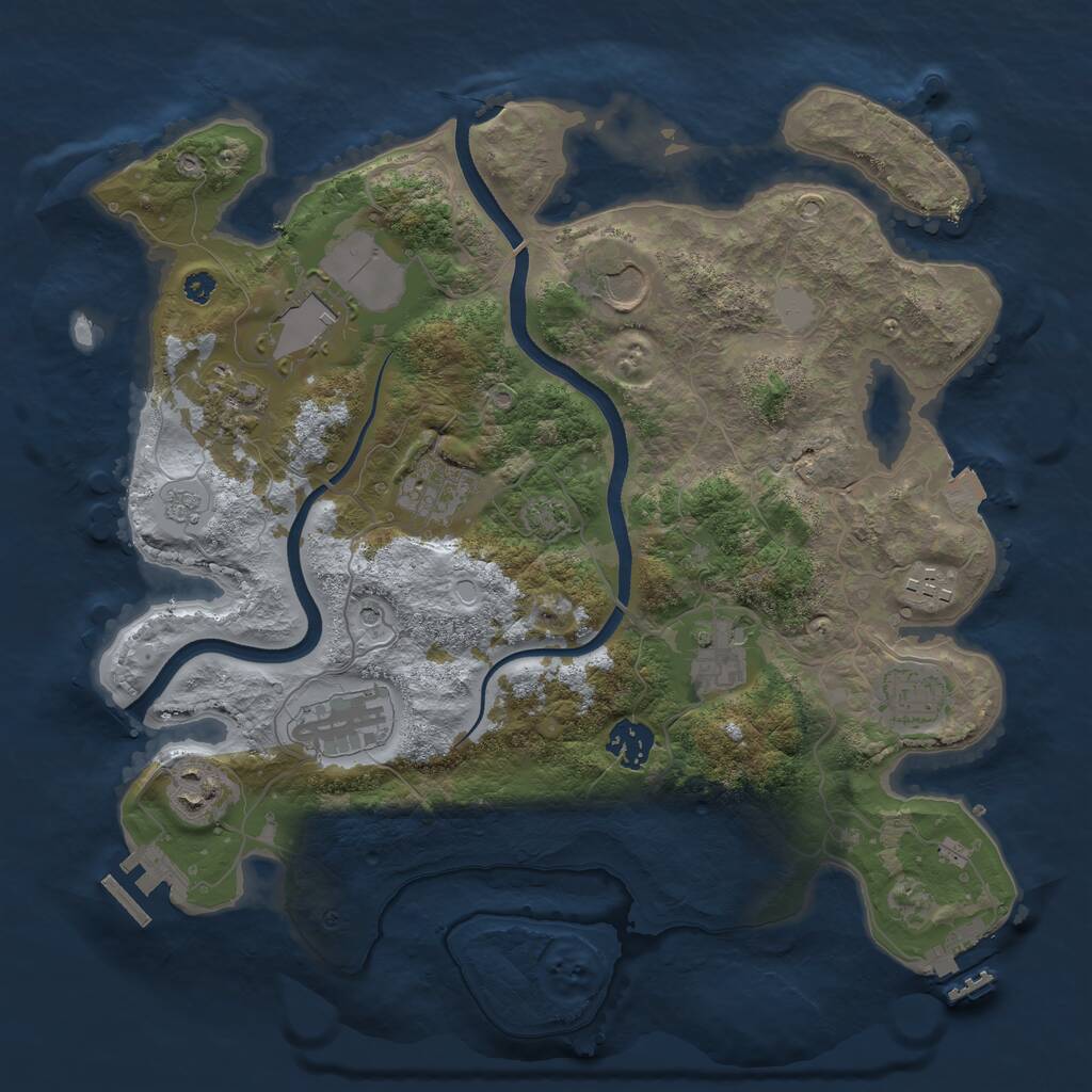 Rust Map: Procedural Map, Size: 3500, Seed: 259590105, 16 Monuments