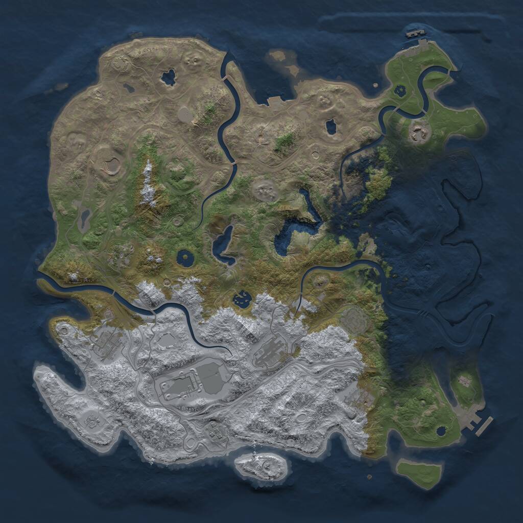 Rust Map: Procedural Map, Size: 4500, Seed: 1327289488, 16 Monuments