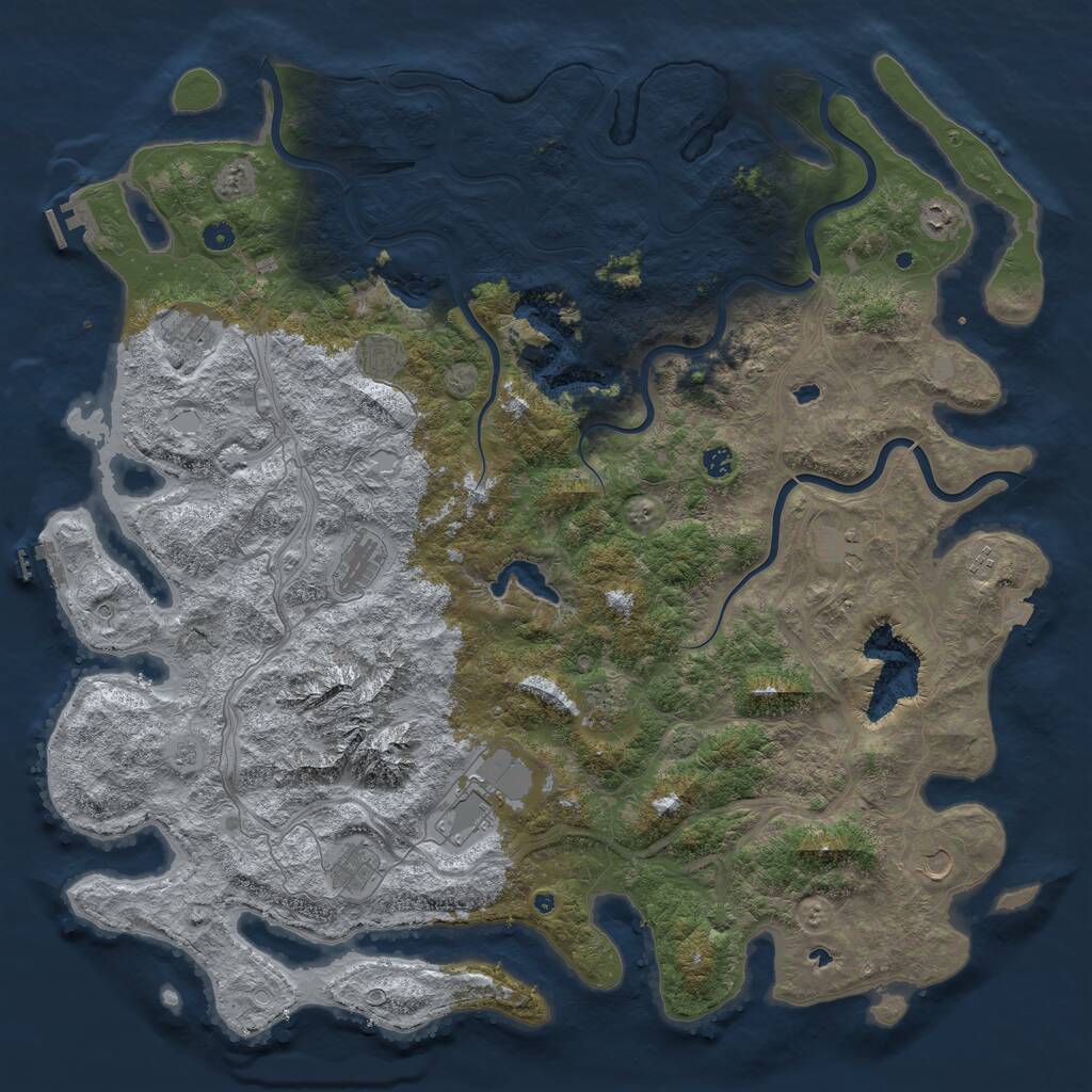 Rust Map: Procedural Map, Size: 5400, Seed: 1264446489, 17 Monuments