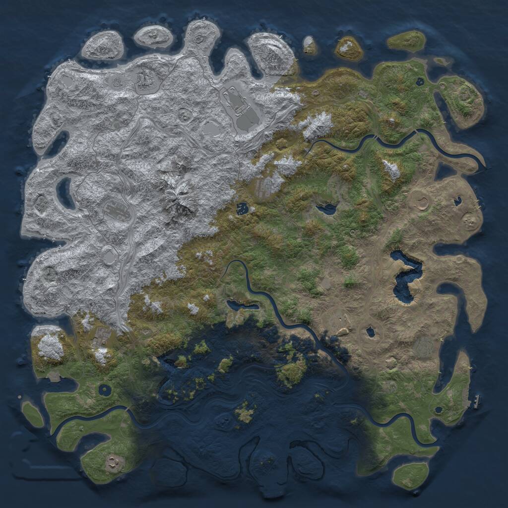 Rust Map: Procedural Map, Size: 6000, Seed: 69835234, 17 Monuments