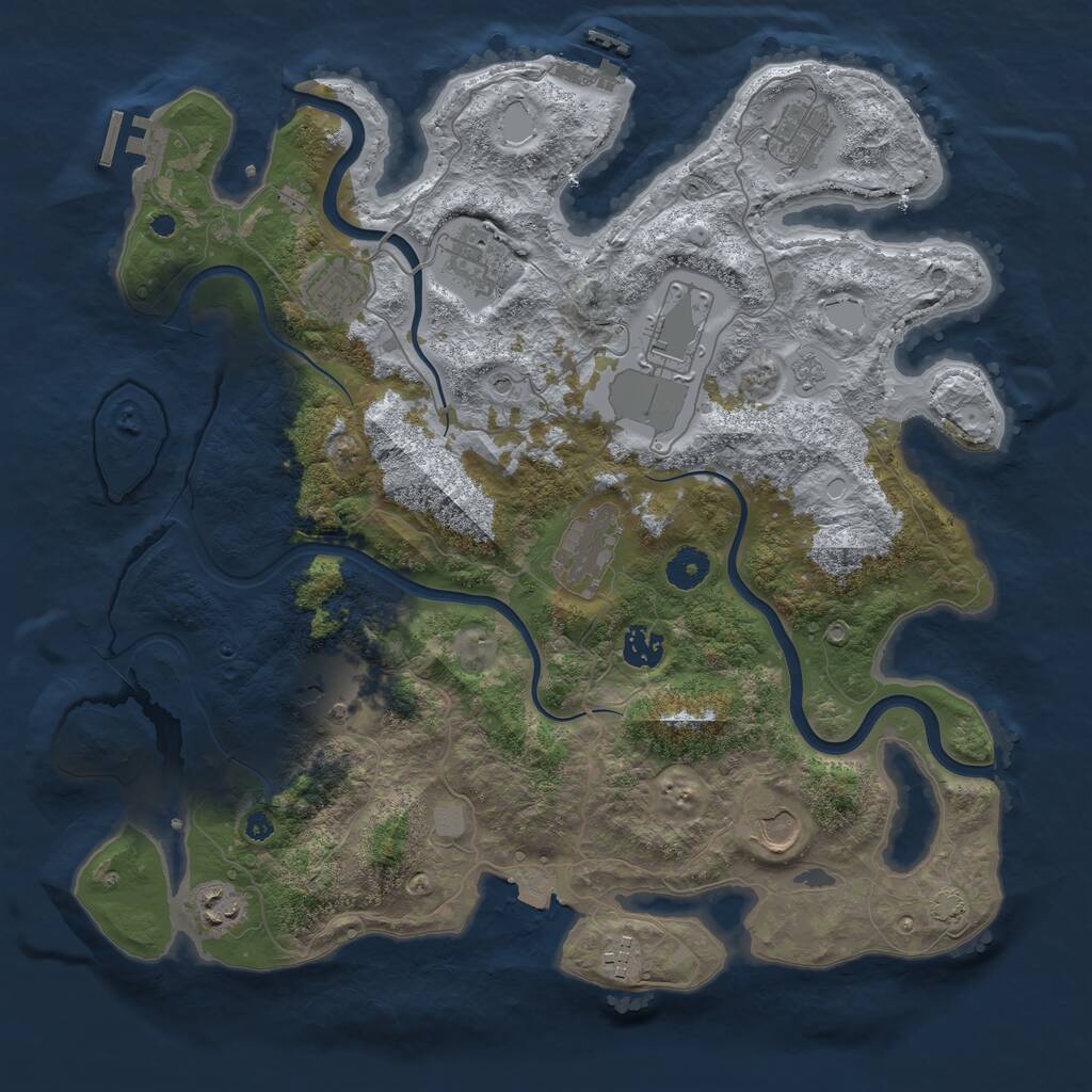 Rust Map: Procedural Map, Size: 3900, Seed: 1201118432, 16 Monuments