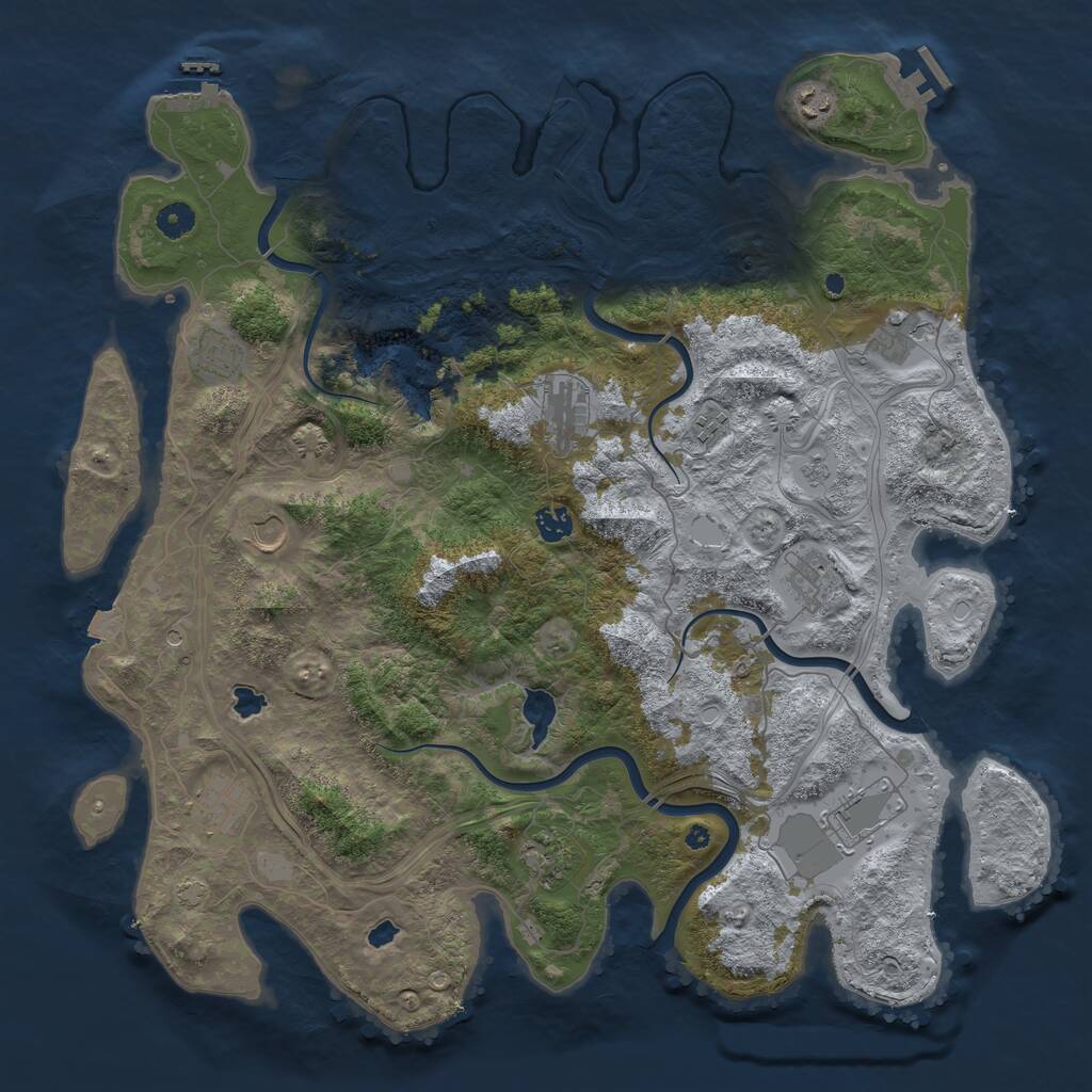 Rust Map: Procedural Map, Size: 4500, Seed: 547748283, 17 Monuments