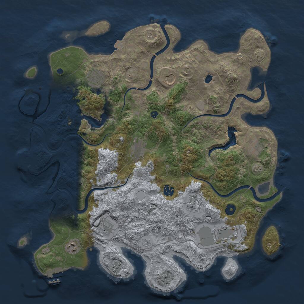 Rust Map: Procedural Map, Size: 4200, Seed: 969696, 16 Monuments