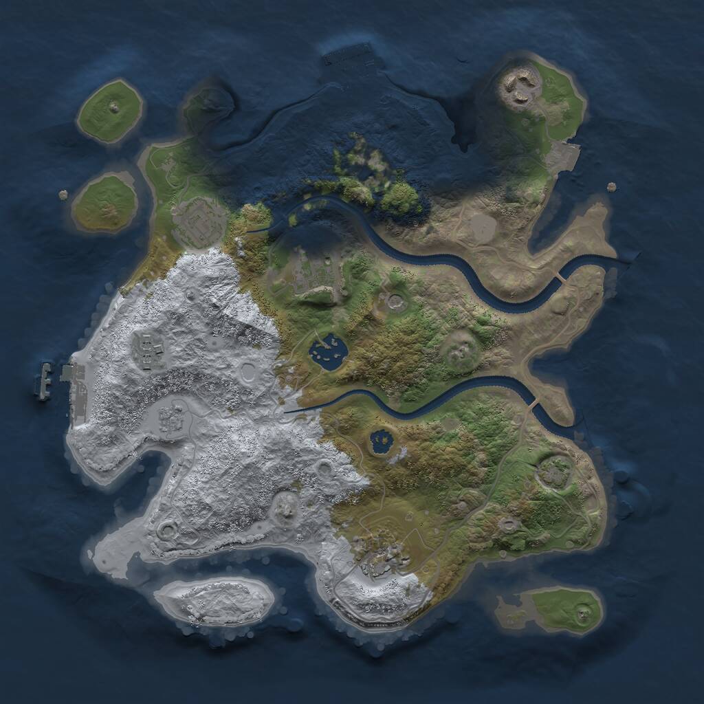 Rust Map: Procedural Map, Size: 3000, Seed: 1273458000, 12 Monuments
