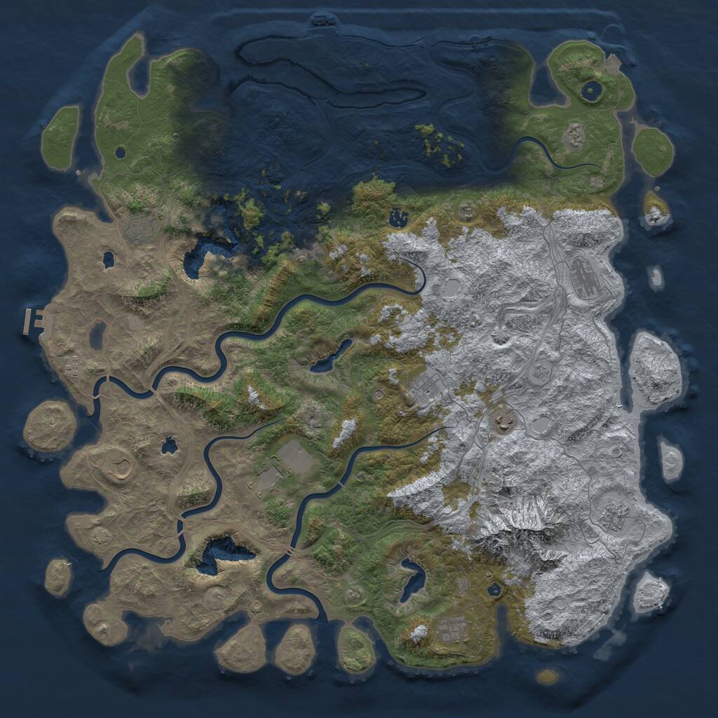 Rust Map: Procedural Map, Size: 5500, Seed: 662901647, 17 Monuments