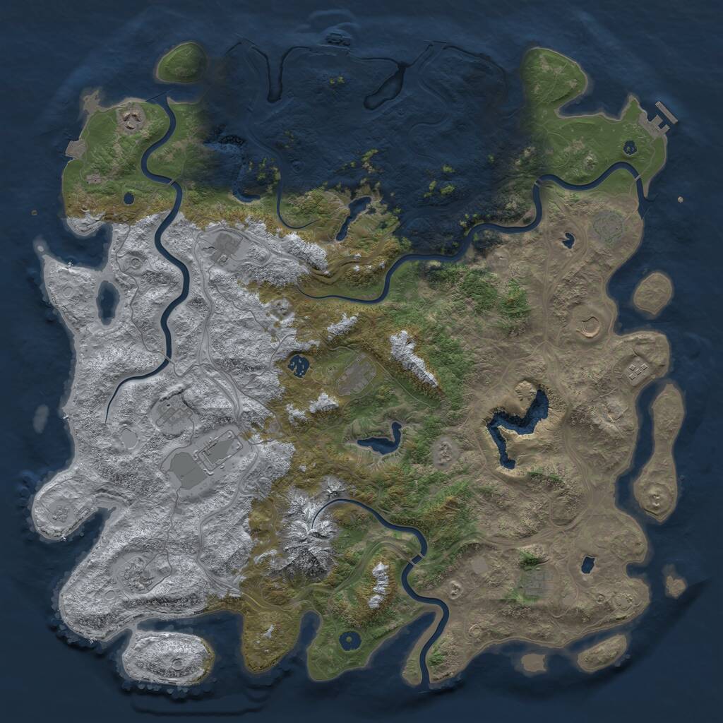Rust Map: Procedural Map, Size: 5250, Seed: 707471969, 17 Monuments