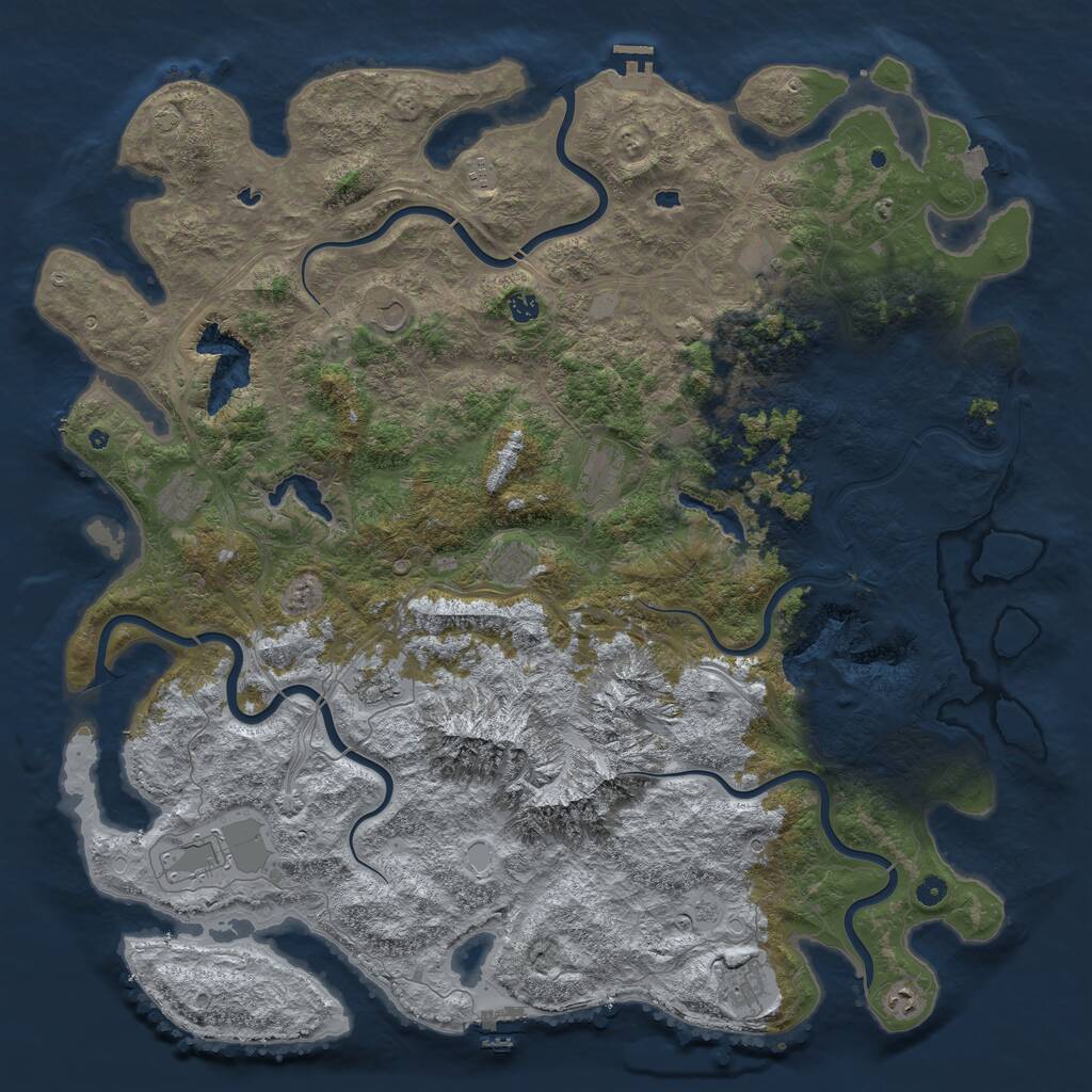 Rust Map: Procedural Map, Size: 5500, Seed: 4321, 17 Monuments
