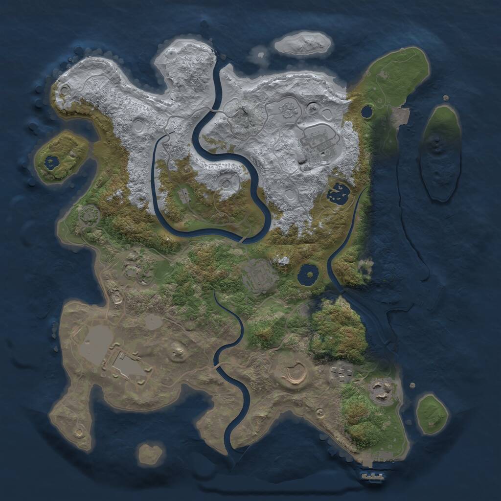 Rust Map: Procedural Map, Size: 3500, Seed: 51475847, 14 Monuments