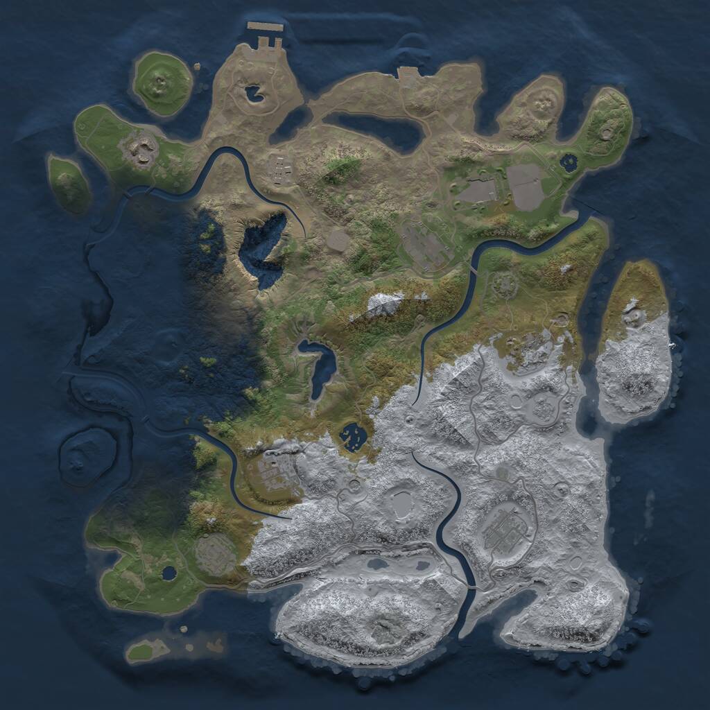 Rust Map: Procedural Map, Size: 4000, Seed: 785494657, 14 Monuments
