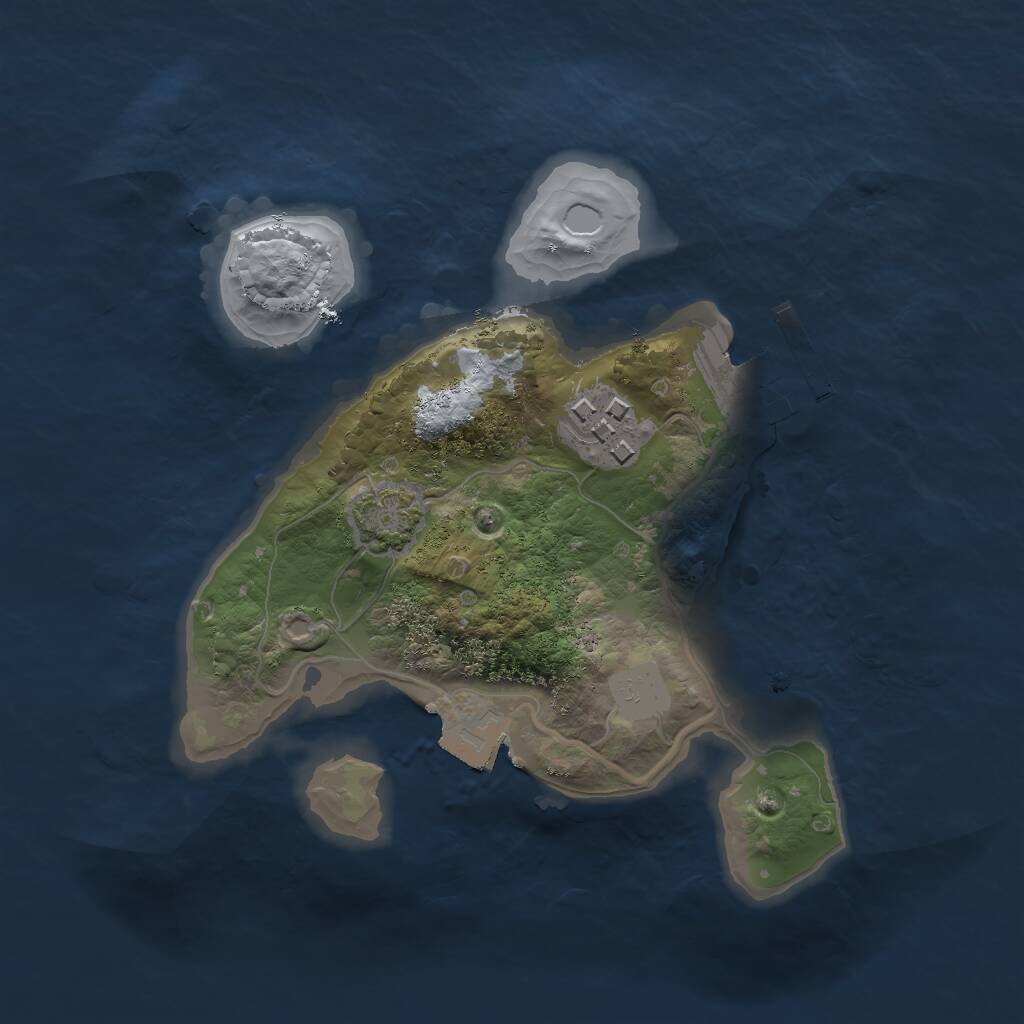 Rust Map: Procedural Map, Size: 2000, Seed: 1939447491, 4 Monuments