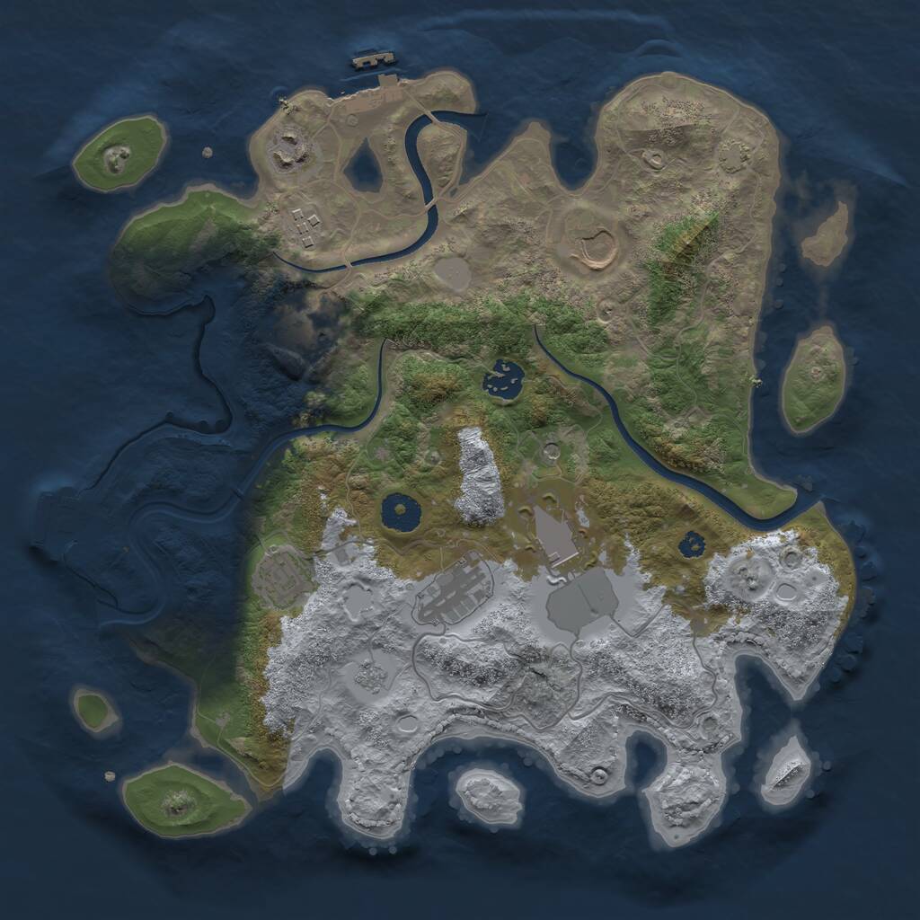 Rust Map: Procedural Map, Size: 3500, Seed: 509261183, 14 Monuments