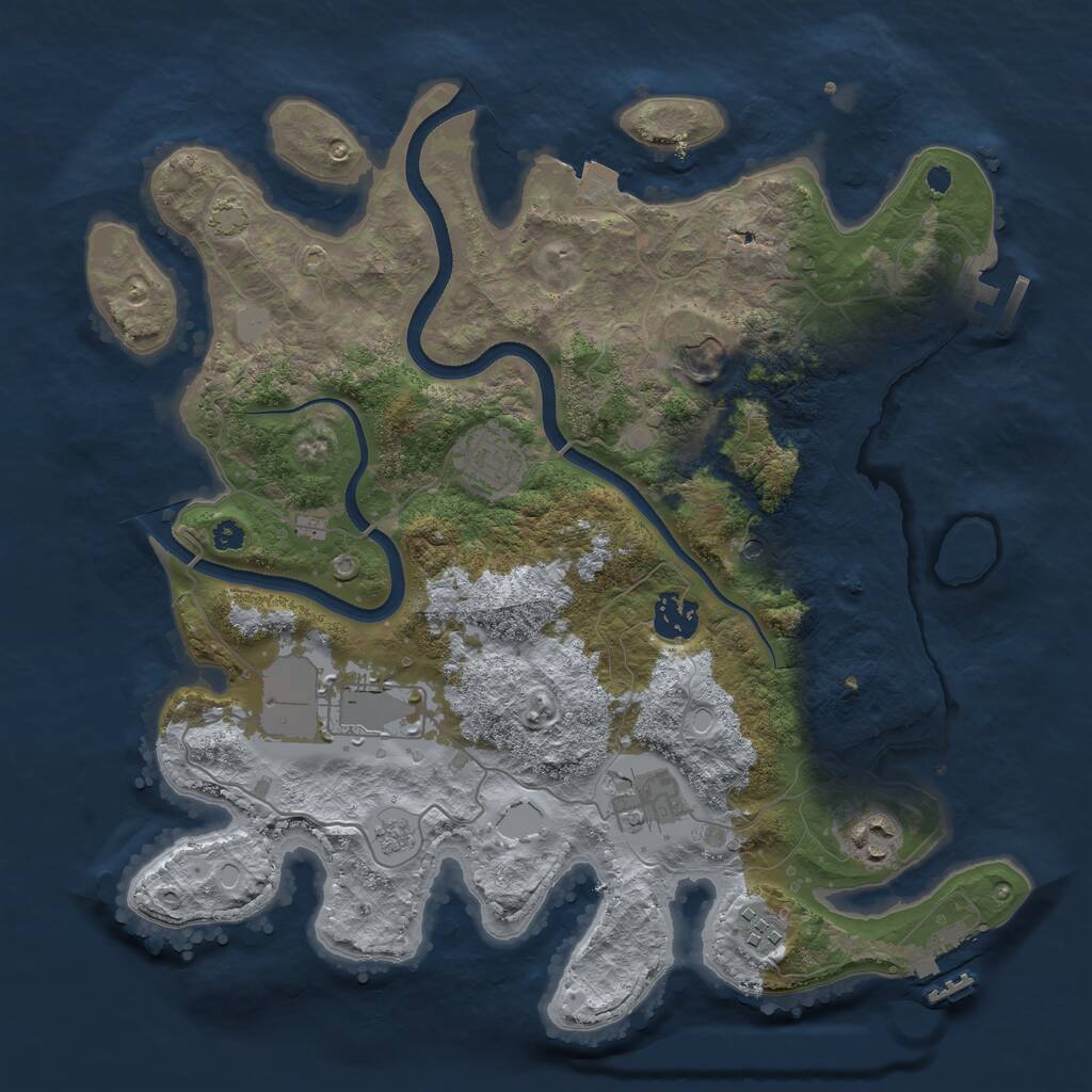 Rust Map: Procedural Map, Size: 3500, Seed: 1371148836, 13 Monuments