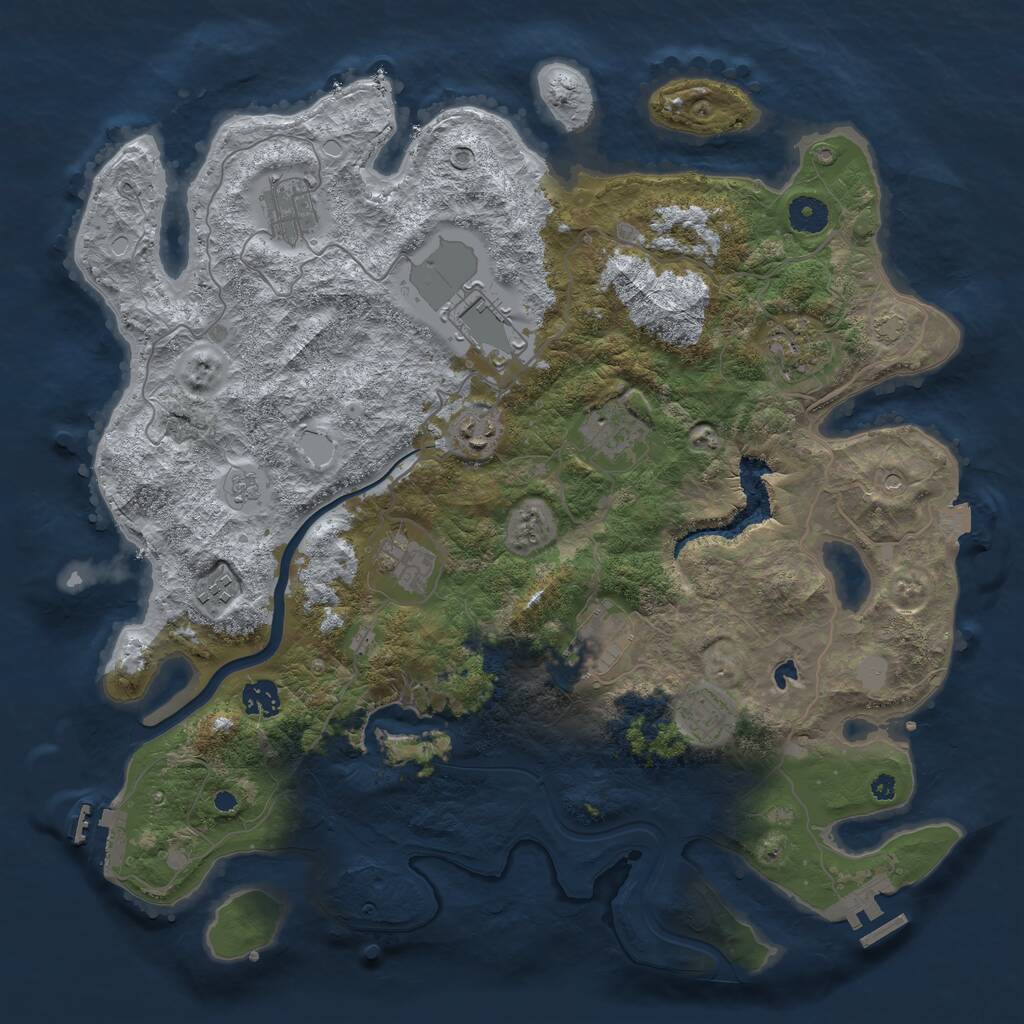 Rust Map: Procedural Map, Size: 4000, Seed: 67823474, 16 Monuments