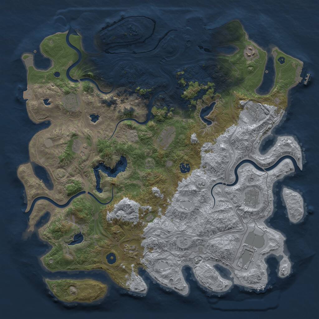 Rust Map: Procedural Map, Size: 4500, Seed: 37687892, 16 Monuments