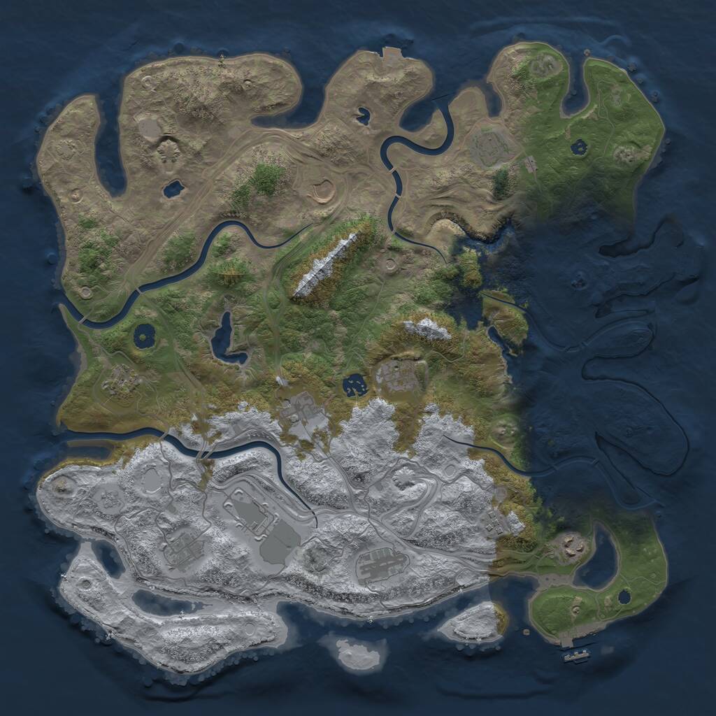 Rust Map: Procedural Map, Size: 4500, Seed: 28711547, 17 Monuments